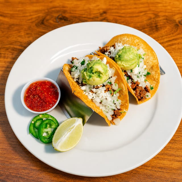 Two Carne Asada Tacos.