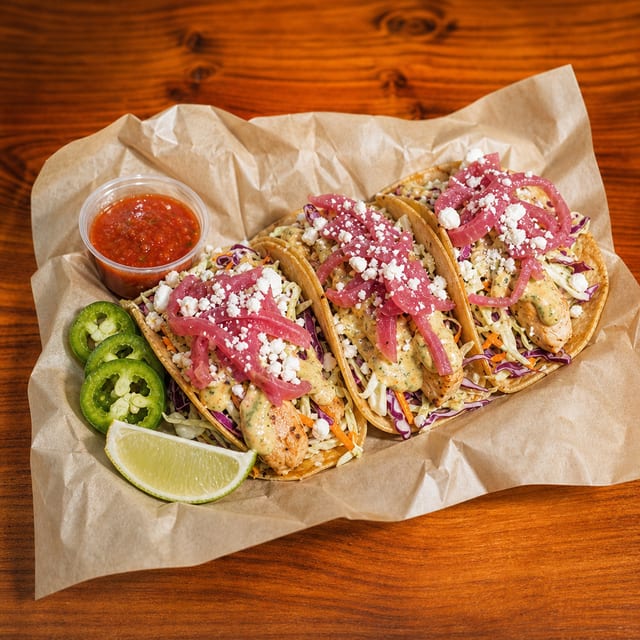 Three Mahi Mahi Tacos.