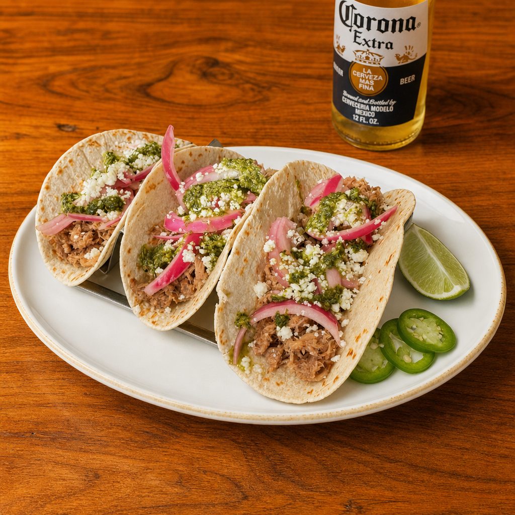 Three Mojo Pork Tacos.