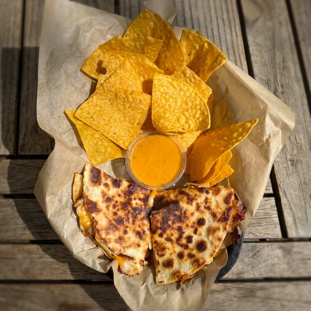 Chicken Quesadilla & Chips.